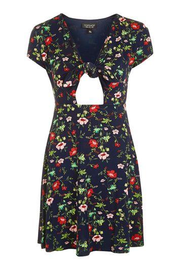 Topshop Floral Print Bow Front Dress