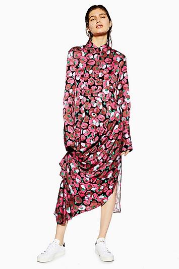 Topshop *poppy Gathered Shirt Dress By Boutique