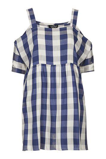 Topshop Tall Gingham Smock Dress
