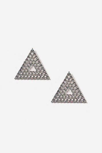 Topshop *rhinestone Triangle Stud Earrings