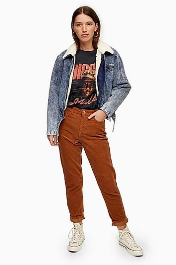 Topshop Brown Corduroy Mom Jeans