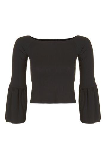 Topshop Petite Tumpet Sleeve Top