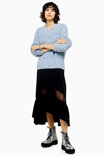 Topshop Twist Raglan V Neck Jumper