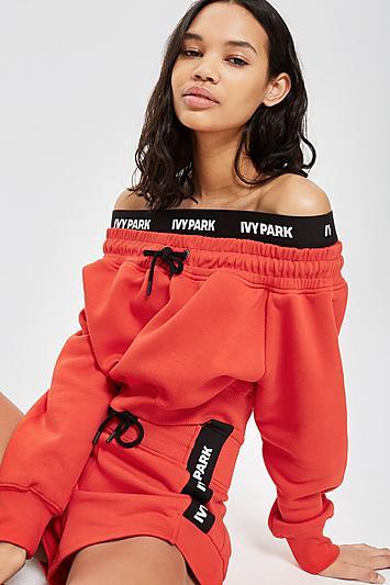 Topshop Off Shoulder Crop Sweatshirt By Ivy Park