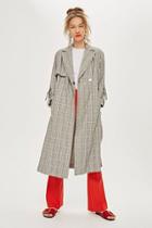 Topshop Textured Check Trench Coat