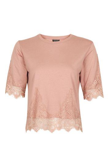 Topshop Petite Lace Petal Top