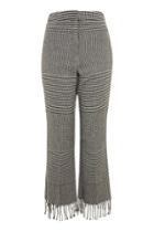Topshop Petite Prince Of Wales Checked Fringe Trousers