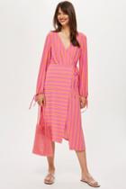 Topshop Stripe Wrap Midi Dress