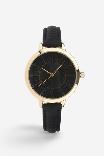 Topshop Black Grain Strap Watch