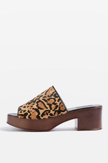 Topshop Villain Leopard Mules