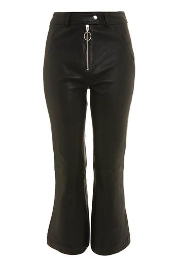 Topshop Premium Leather Kick Flare Trousers