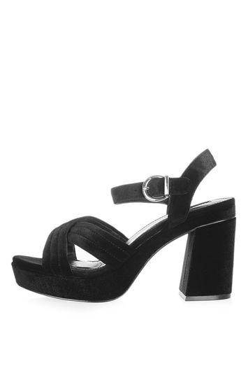 Topshop Lush Velvet Cross Strap Platforms