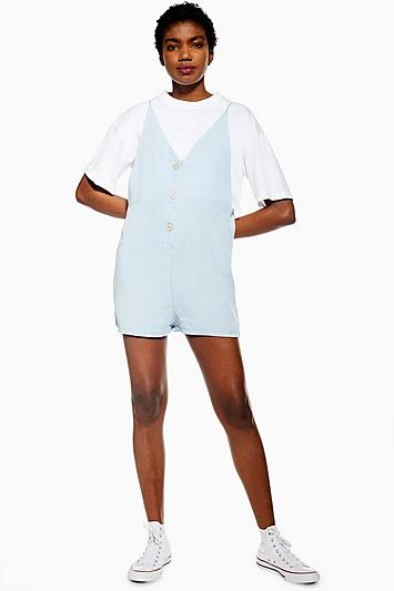 Topshop Bleach Wash Shell Button Romper