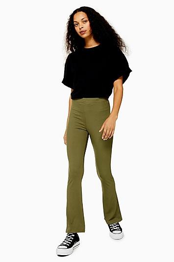 Topshop Petite Skinny Ribbed Flare Trousers