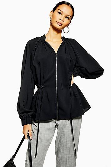 Topshop Zip Front Blouse