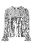 Topshop Flared Sequin Sleeve Top