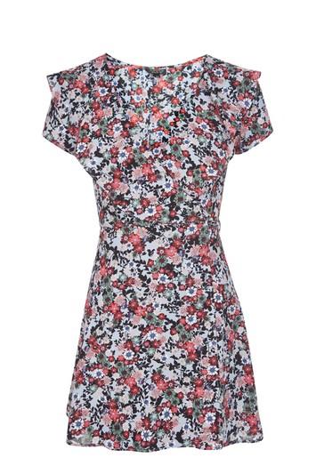 Topshop Sky Floral Frill Wrap Tea Dress