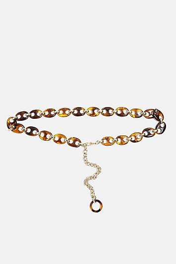 Topshop Tortoiseshell And Gold Link Belt