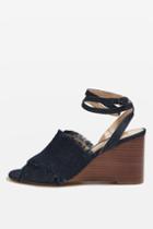 Topshop Whirl Denim Cross-over Wedge Sandals
