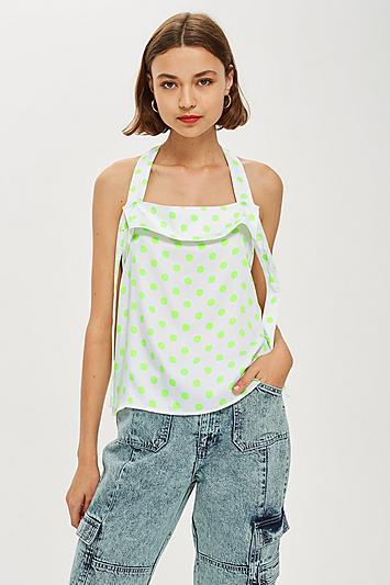 Topshop *mixed Spot Pinafore Top By Boutique