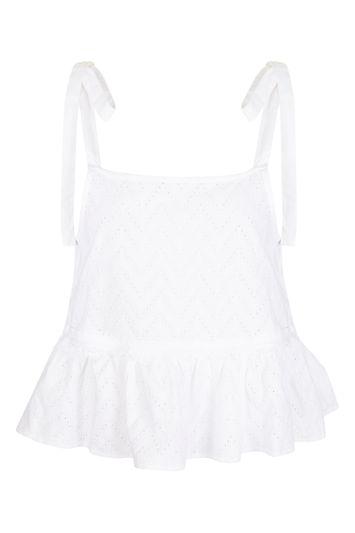 Topshop Broderie Peplum Top