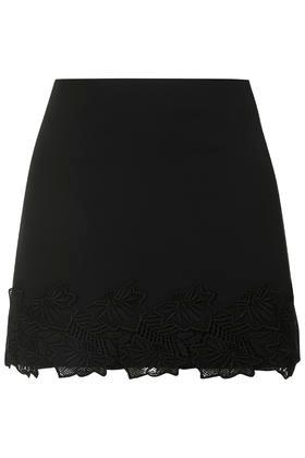 Topshop Jersey Lace Hem Mini Skirt