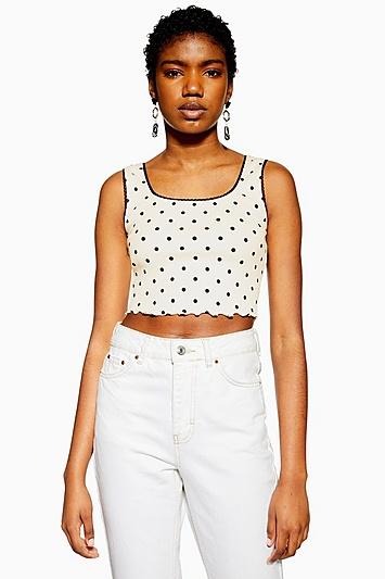 Topshop Polka Dot Picot Vest