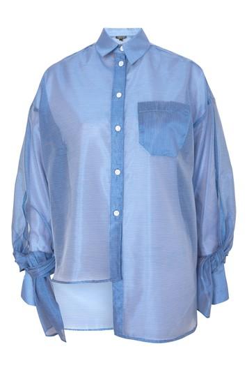 Topshop Organza Striped Oversized Shirt