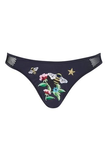 Topshop *black Bee Choker Bikini Bottoms By Jaded London