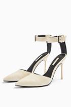 Topshop Glide White Ankle Strap Shoes