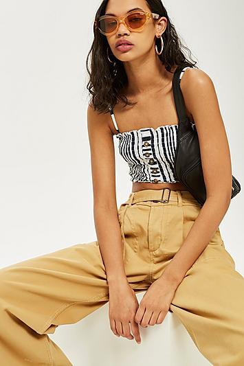 Topshop Petite Striped Horn Button Camisole Top