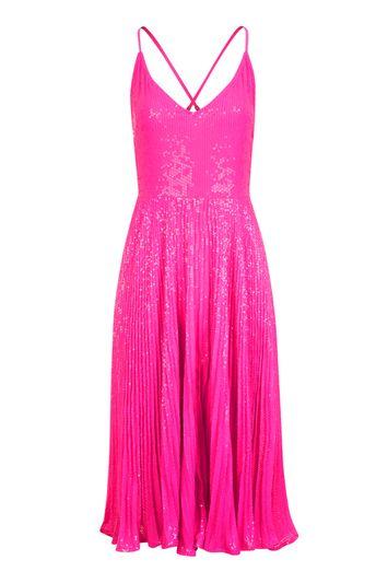Topshop Petite Sequin Pleated Midi Dress