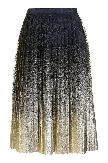 Topshop Pleated Foil Lace Skirt