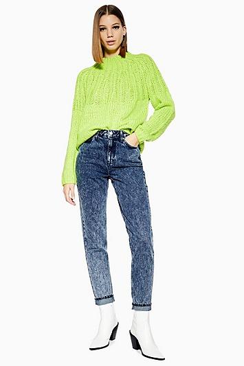Topshop Indigo Acid Wash Mom Jeans