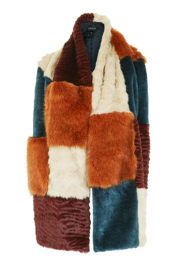 Topshop Patchwork Oversized Fur Stole