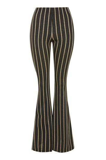 Topshop Glitter Stripe Flare Trousers
