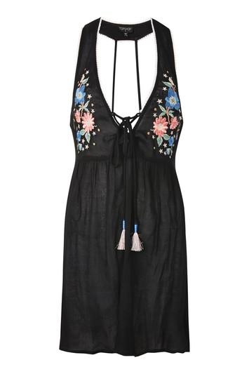 Topshop Embroidered Mini Dress
