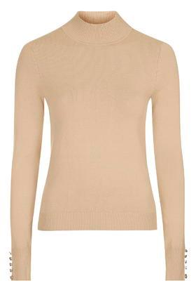 Topshop Button Cuff Funnel Neck Jumper