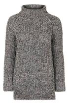 Topshop Tweed Oversize Rib Roll Jumper