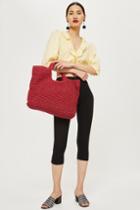 Topshop Red Straw Tote Bag
