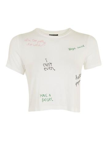 Topshop Embroidered Scribble T-shirt