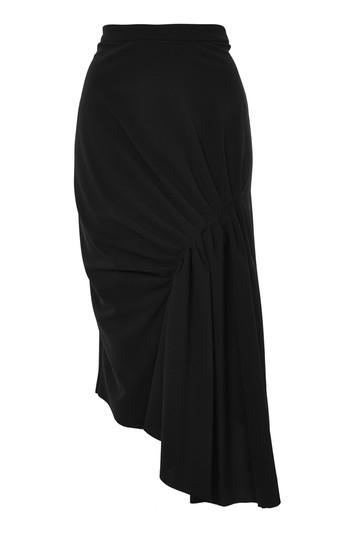 Topshop Ruched Drape Midi Skirt