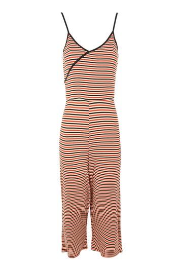 Topshop Striped Wrap Jumpsuit