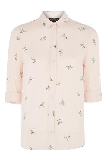 Topshop Petite Unicorn Print Shirt