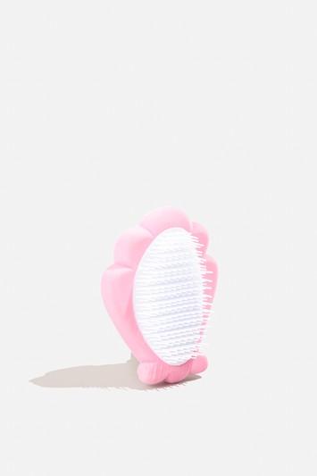 Topshop *pink Flocked Shell Hair Brush By Skinnydip