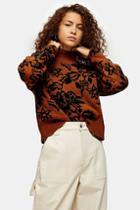 Topshop Brown Floral Jumper