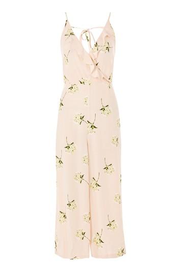 Topshop Floral Print Frill Jumpsuit