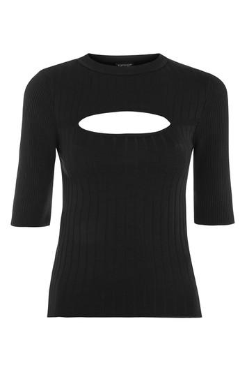 Topshop Spliced Rib Front Knitted Top
