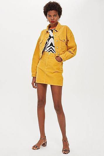 Topshop Mustard Corduroy Skirt