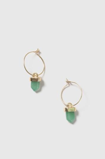 Topshop Jade Stone Hoop Earrings